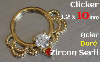 Clicker 1.2 x 10 Acier Dore - zircon serti