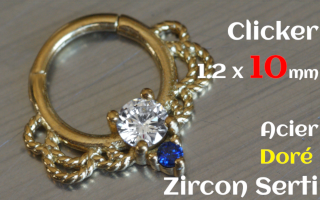Clicker 1.2 x 10 Acier Dore - zircon serti