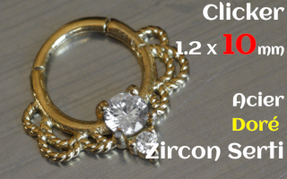 Clicker 1.2 x 10 Acier Dore - zircon serti