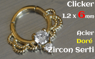 Clicker 1.2 x 6 Acier Dore - zircon serti