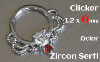 Clicker 1.2 x 6 Acier - zircon serti