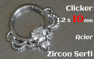 Clicker 1.2 x 10 Acier - zircon serti