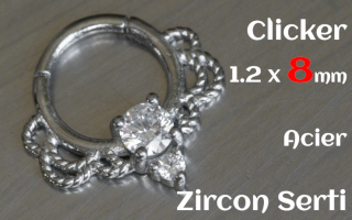 Clicker 1.2 x 8 Acier - zircon serti