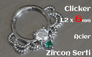 Clicker 1.2 x 6 Acier - zircon serti