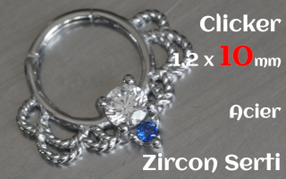 Clicker 1.2 x 10 Acier - zircon serti