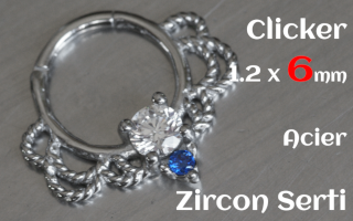 Clicker 1.2 x 6 Acier - zircon serti
