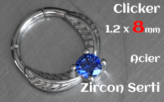 Clicker 1.2 x 8 Acier - zircon serti
