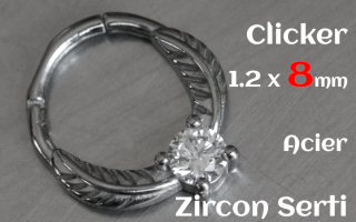 Clicker 1.2 x 8 Acier - zircon serti
