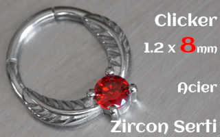 Clicker 1.2 x 8 Acier - zircon serti