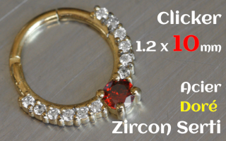 Clicker 1.2 x 10 Acier Dore- zircon serti