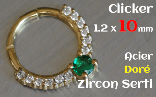 Clicker 1.2 x 10 Acier Dore- zircon serti