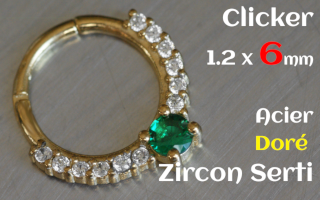 Clicker 1.2 x 6 Acier Dore- zircon serti