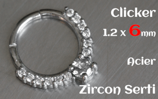 Clicker 1.2 x 6 Acier- zircon serti