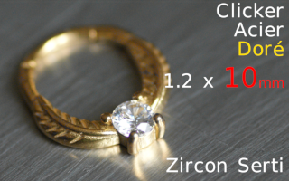 clicker acier 1.2 x 10 - acier dore - zircon serti