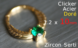 clicker acier 1.2 x 10 - acier dore - zircon serti