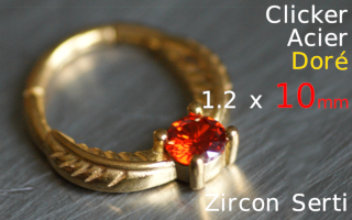 clicker acier 1.2 x 10 - acier dore - zircon serti