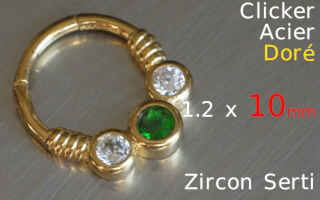 Clicker 1.2 x 10 -Acier dore - zircons sertis