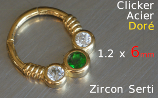Clicker 1.2 x 6 -Acier dore - zircons sertis
