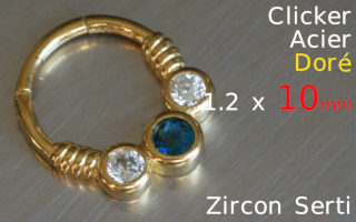 Clicker 1.2 x 10 -Acier dore - zircons sertis