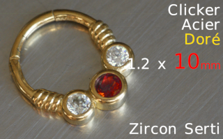Clicker 1.2 x 10 -Acier dore - zircons sertis