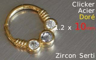 Clicker 1.2 x 10 -Acier dore - zircons sertis