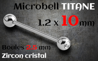 Microbell titane gr23 1.2 x 10 - boule 2.5 mm zircon