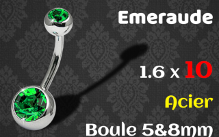 banane 1.6 x 10 - zircon emeraude serti- boule 5 et 8 mm