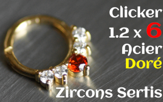 clicker 1.2 x 6 acier dore - zircons sertis