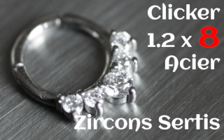 clicker 1.2 x 8 acier - zircons sertis