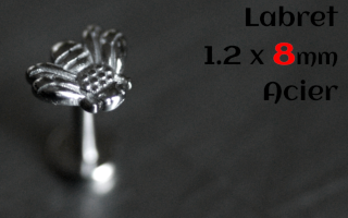 Labret Acier 1.2 x 8 - abeille - vissage interne