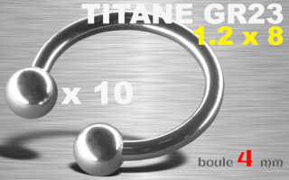 Circulaire titane gr23 - 1.2 x 8 - boule 4 mm