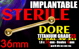 industriel titane Dore sterile 1.6 x 36 - boule 4 mm