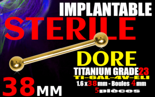 industriel titane Dore sterile 1.6 x 38 - boule 4 mm