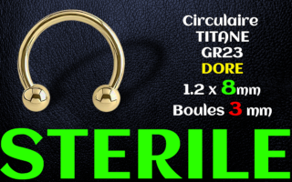 circulaire 1.2 x 8 - Titane Dore - boule 3 mm - sterile