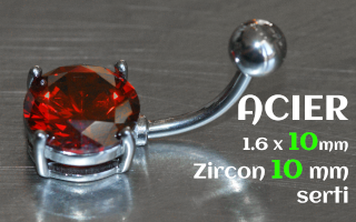 banane Acier 1.6 x 10 - Zircon 10 mm griffe