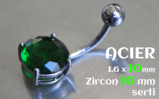 banane Acier 1.6 x 10 - Zircon 10 mm griffe