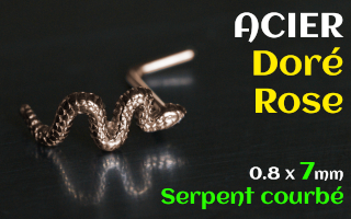 nose studs 0.8 x 7 - Acier Dore Rose - serpent courbe