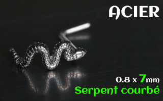 nose studs 0.8 x 7 - Acier - serpent courbe