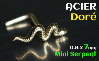 nose studs 0.8 x 7 - Acier Dore - mini serpent