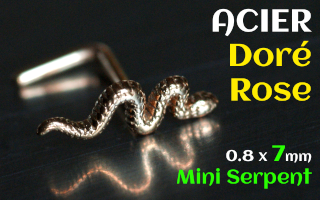 nose studs 0.8 x 7 - Acier Dore Rose- mini serpent