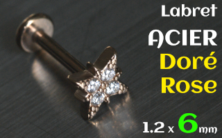 Labre acier dore Rose 1.2 x 6