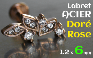 Labret 1.2 x 6 - acier Dore Rose -