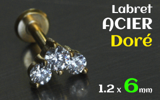 Labret 1.2 x 6 - acier Dore -