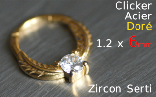 clicker acier dore 1.2 x 6 - zircon serti