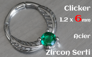 clicker acier 1.2 x 6 - zircon serti