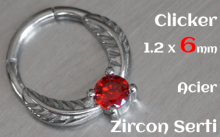 clicker acier 1.2 x 6 - zircon serti