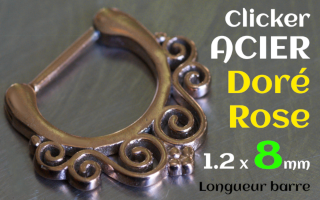 Clicker Acier dore Rose 1.2 x 8 (longueur de barre)