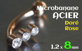 microbananes 1.2 x 8 - acier dore Rose