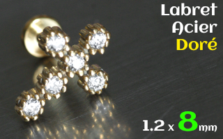 Labret 1.2 x 8 Acier dore- croix