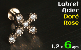 Labret 1.2 x 6 Acier dore Rose